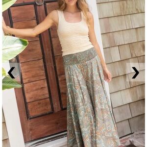 Natural Life Wanderlust Palazzo Pant - Light Blue Cream Paisley